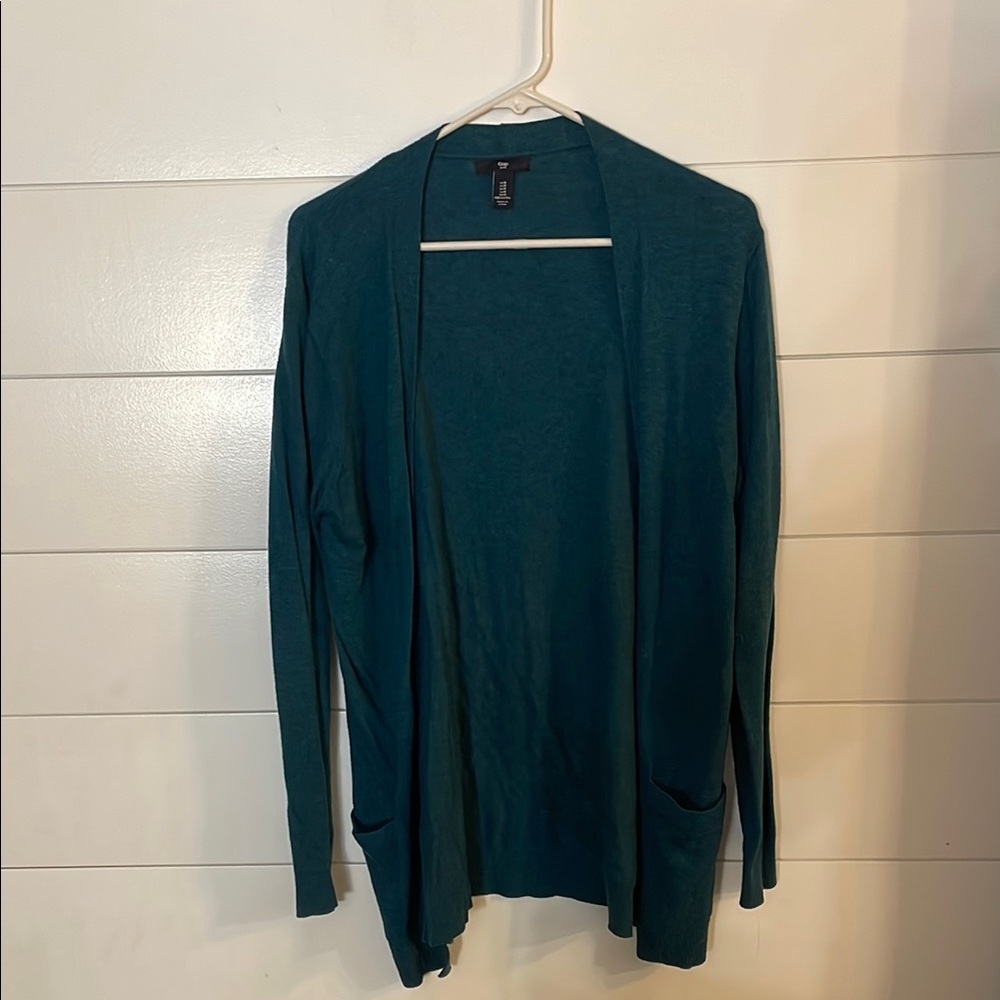 Teal lightweight open-front cardigan